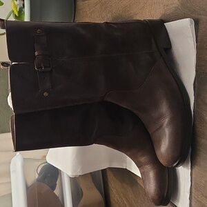 JCrew Dark Brown Leather Boots Size 8.5
